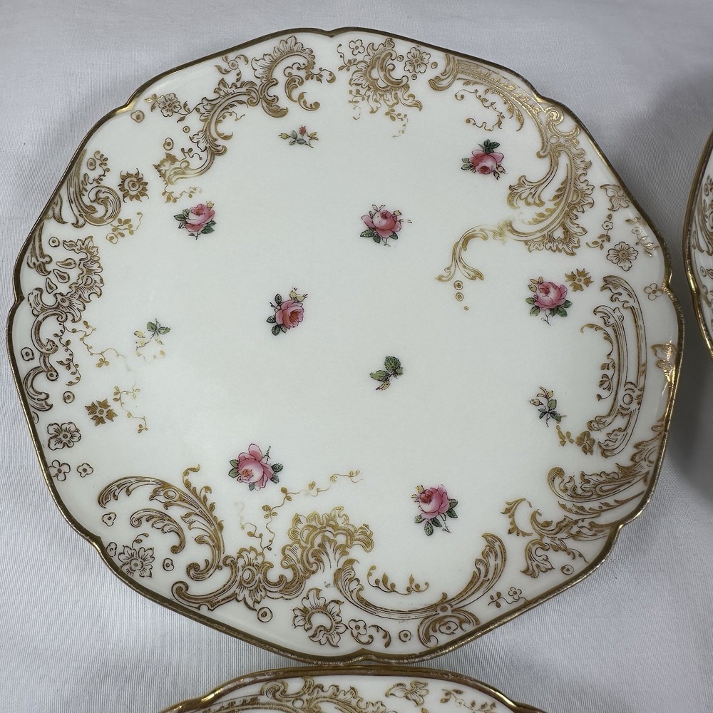 4 Antique Haviland Limoges Rose & Gold Bread Plates 6.25" Grandmillenial Shabby - Picture 15 of 16